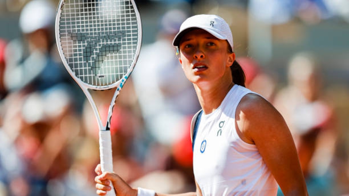 Iga Swiatek en su partido de tercera ronda de Roland Garros. Foto: Getty