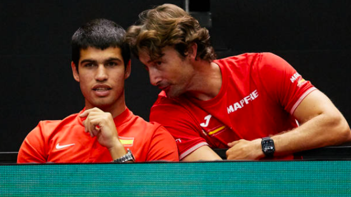 Juan Carlos Ferrero junto a Carlos Alcaraz. Fuente: Getty