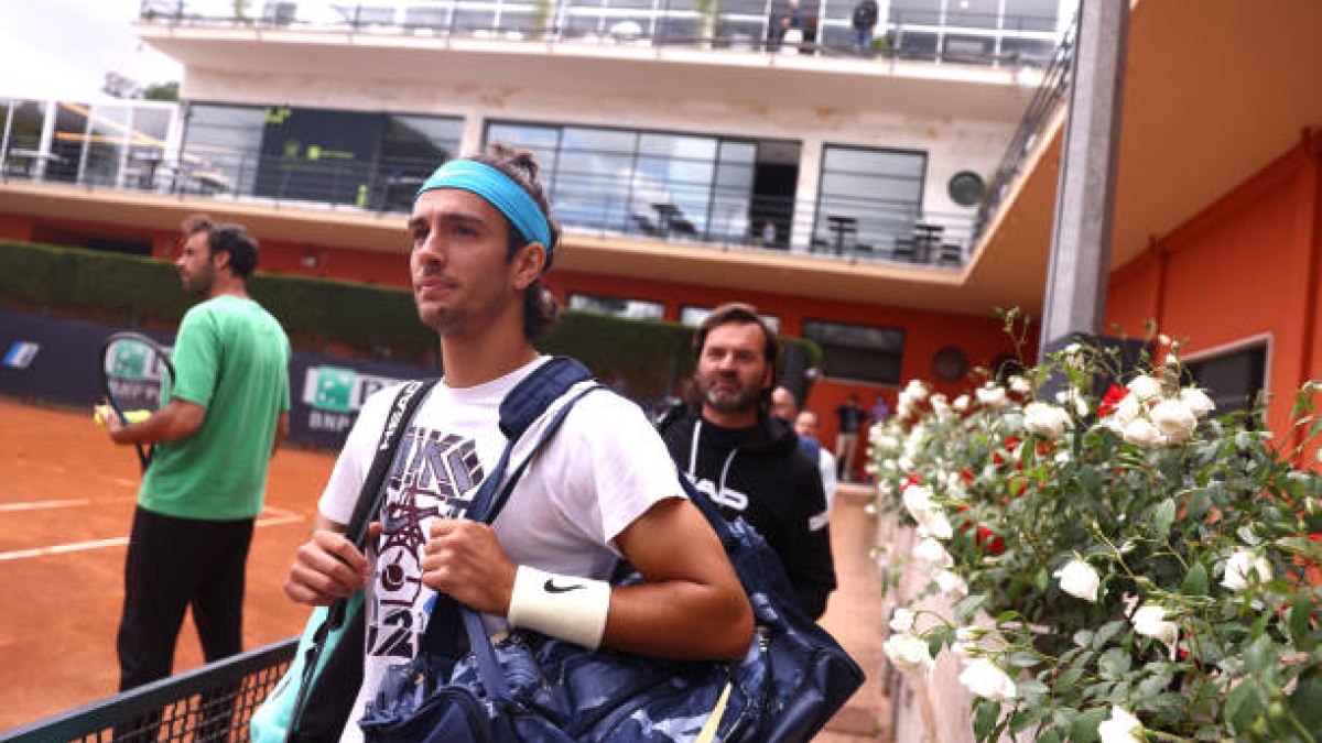 Musetti, en una cancha de entrenamiento de Roma. Foto: Getty