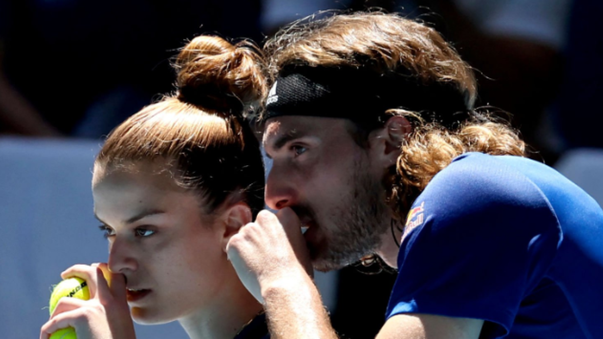 Maria Sakkari y Stefanos Tsitsipas en la United Cup 2023. Foto: Getty