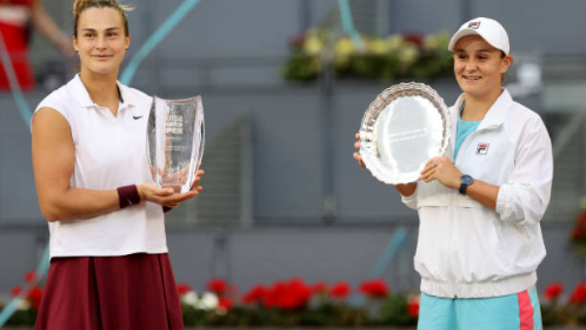 Aryna Sabalenka y Ashleigh Barty, campeona y finalistas el año pasado. Fuente: Getty