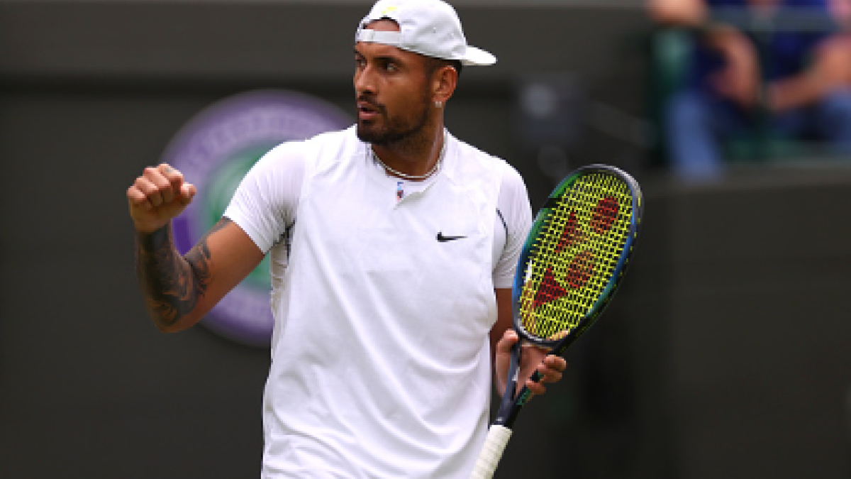 Nick Kyrgios gana a Cristian Garín en Wimbledon 2022. Foto: gettyimages
