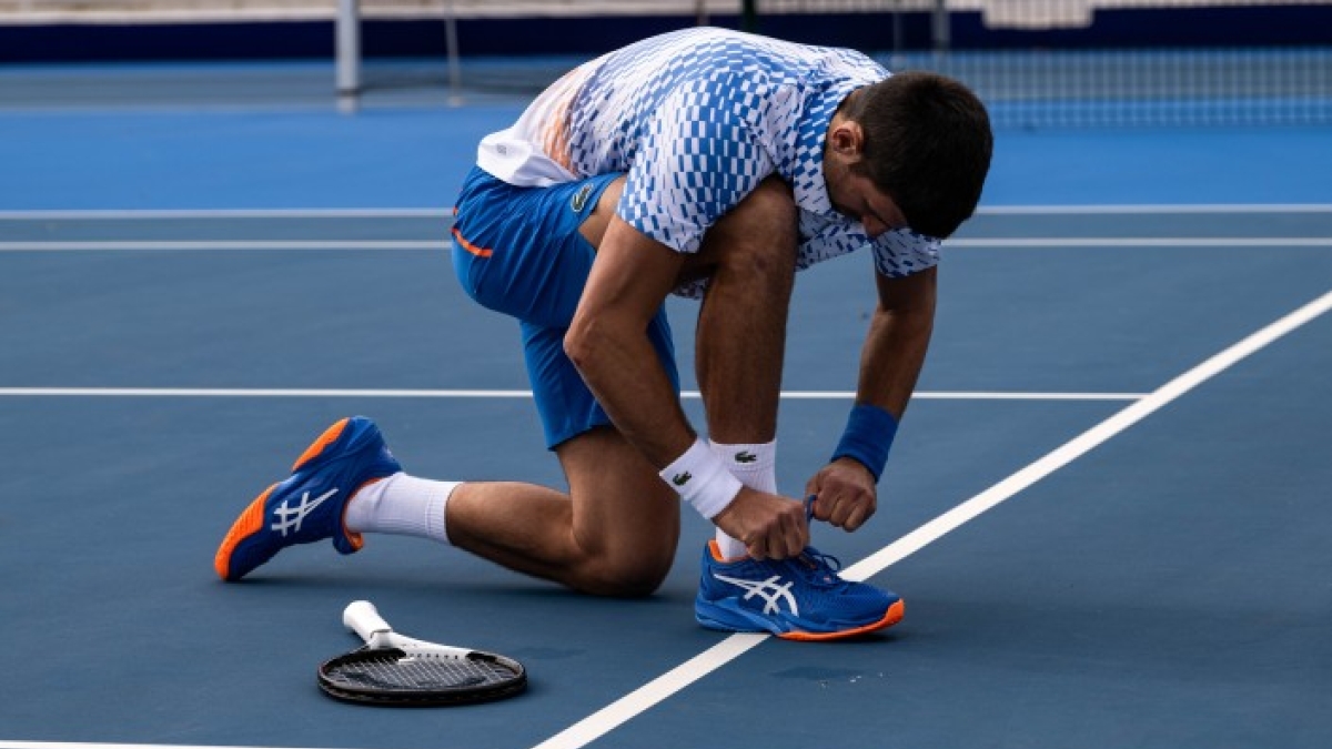 Novak Djokovic con las nuevas ASICS Court FF 3. Foto: Andy Astfalck
