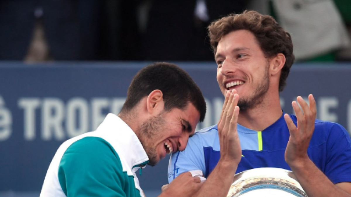 Pablo Carreño y Carlos Alcaraz en el Conde de Godó 2022. Foto: Getty