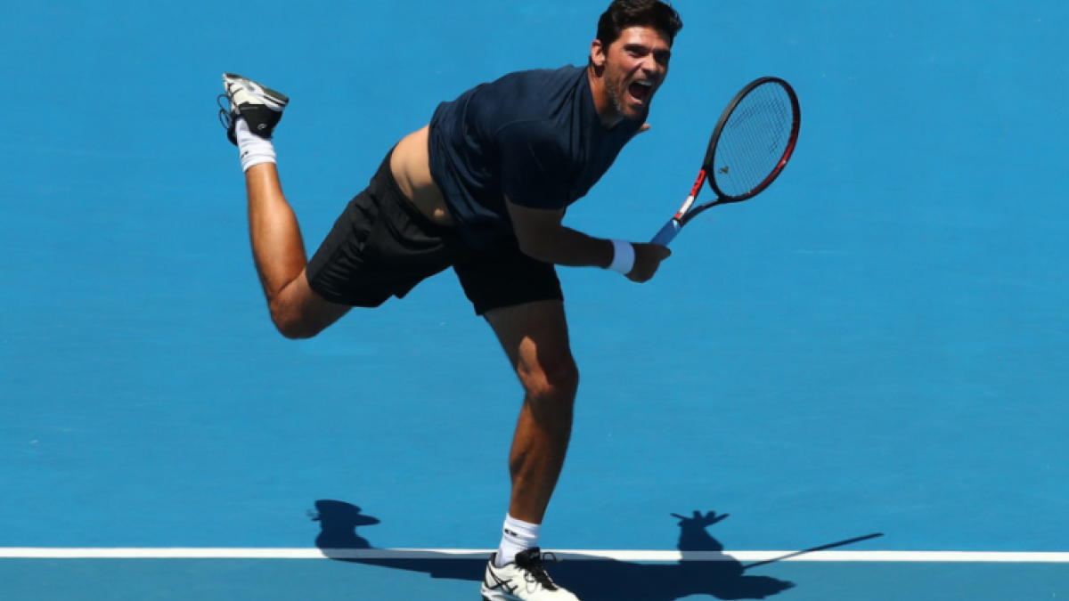 Mark Philippousis, durante un partido de Leyendas en el Open de Australia. Fuente: Getty