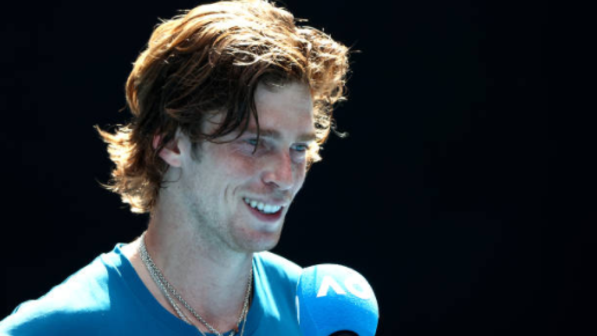 Andrey Rublev tras ganar su partido de octavos. Fuente: Getty