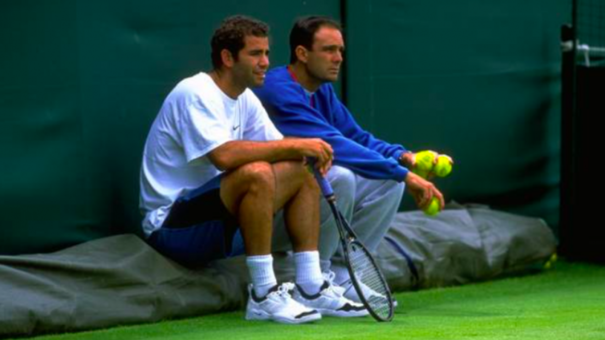 Pete Sampras y Paul Annacone en la gira de hierba. Fuente: Getty
