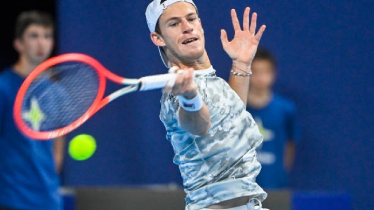 El 'peque' durante su choque ante Brooksby. Foto: Getty