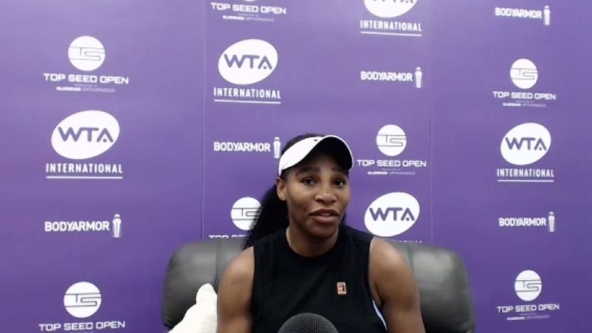 Serena Williams en la conferencia de prensa. Fuente: @NickMcCarvel