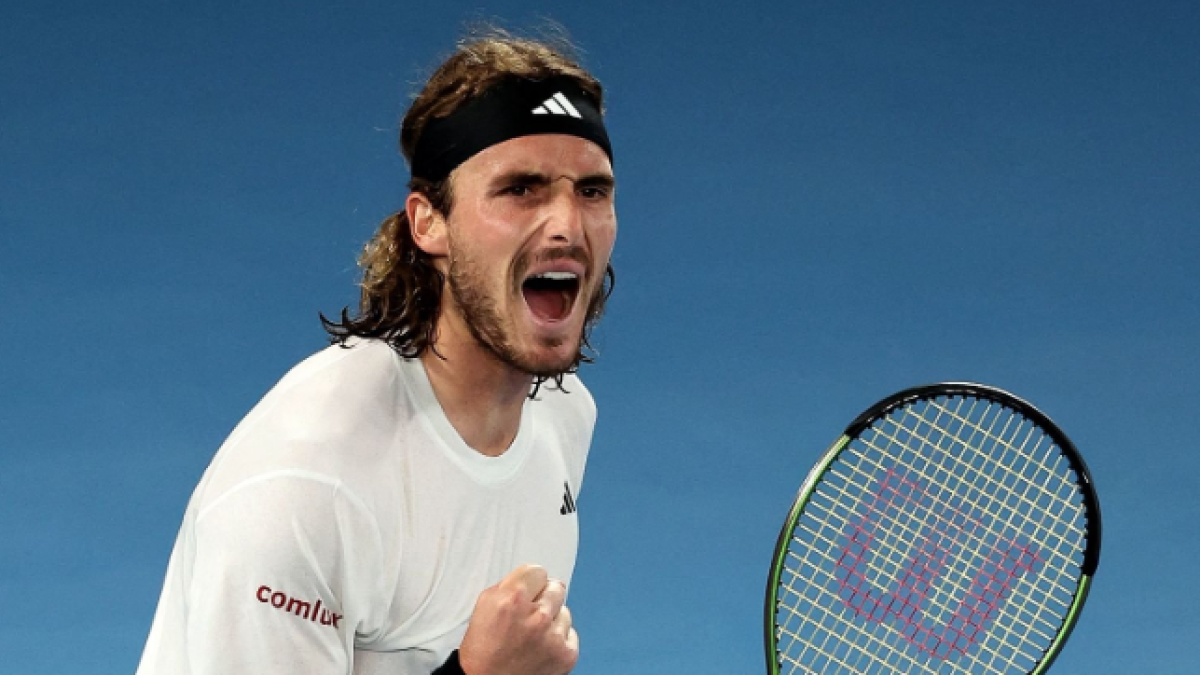 Stefanos Tsitsipas vence a Jiri Lehecka en el Open de Australia 2023. Foto: Getty
