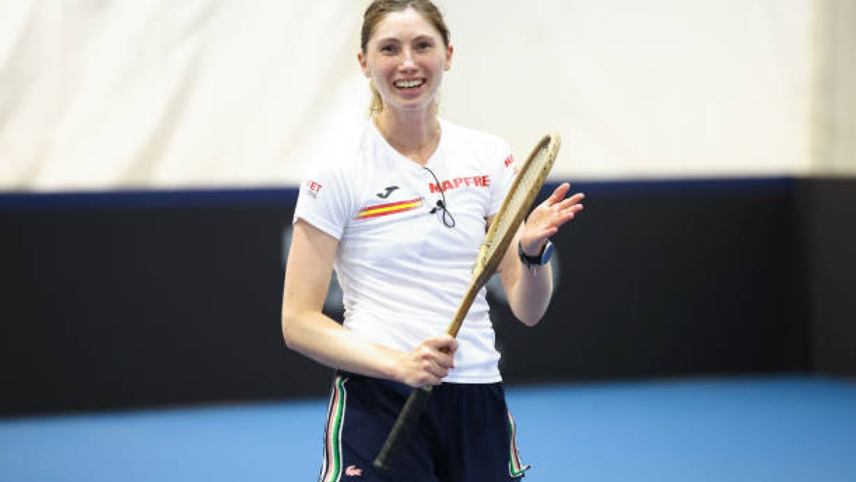 Cristina Bucsa, en la previa de las Finales de la BJK Cup. Fuente: Getty for ITF