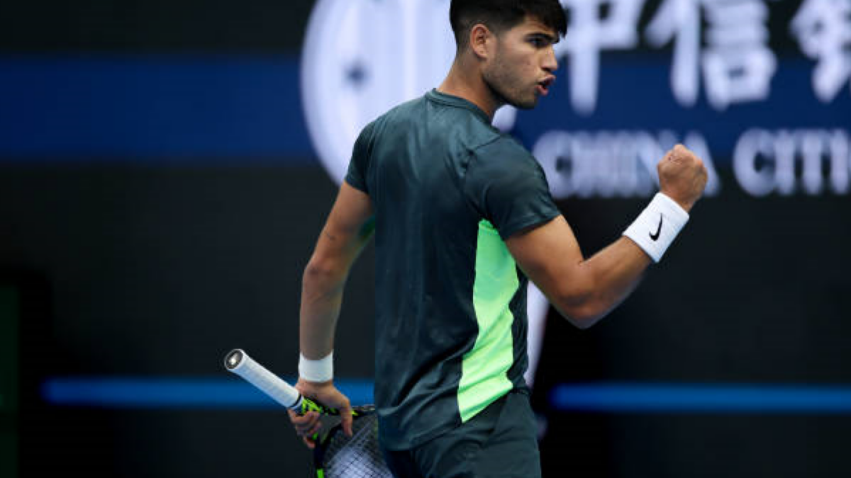 Carlos Alcaraz en el ATP de Pekín 2023. Foto: getty