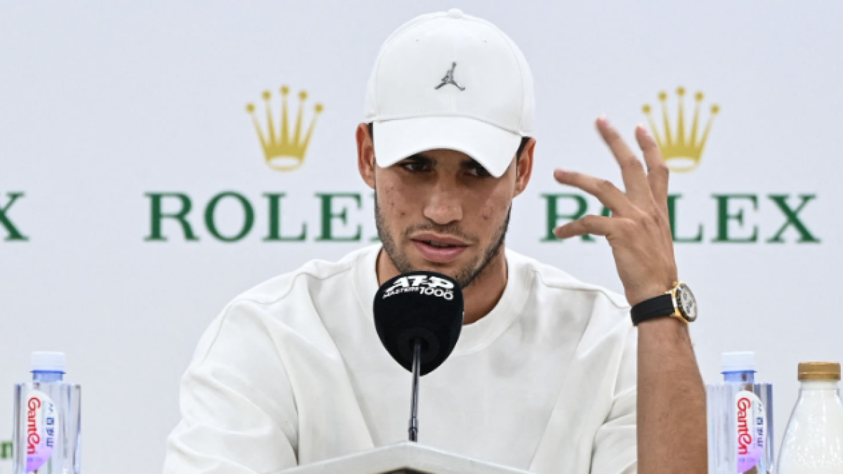 Carlos Alcaraz en el Media Day de Shanghái. Foto: Getty