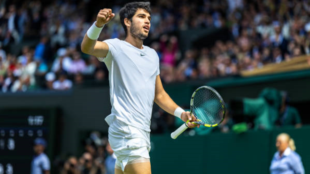 Carlos Alcaraz en Wimbledon 2023. Foto: getty