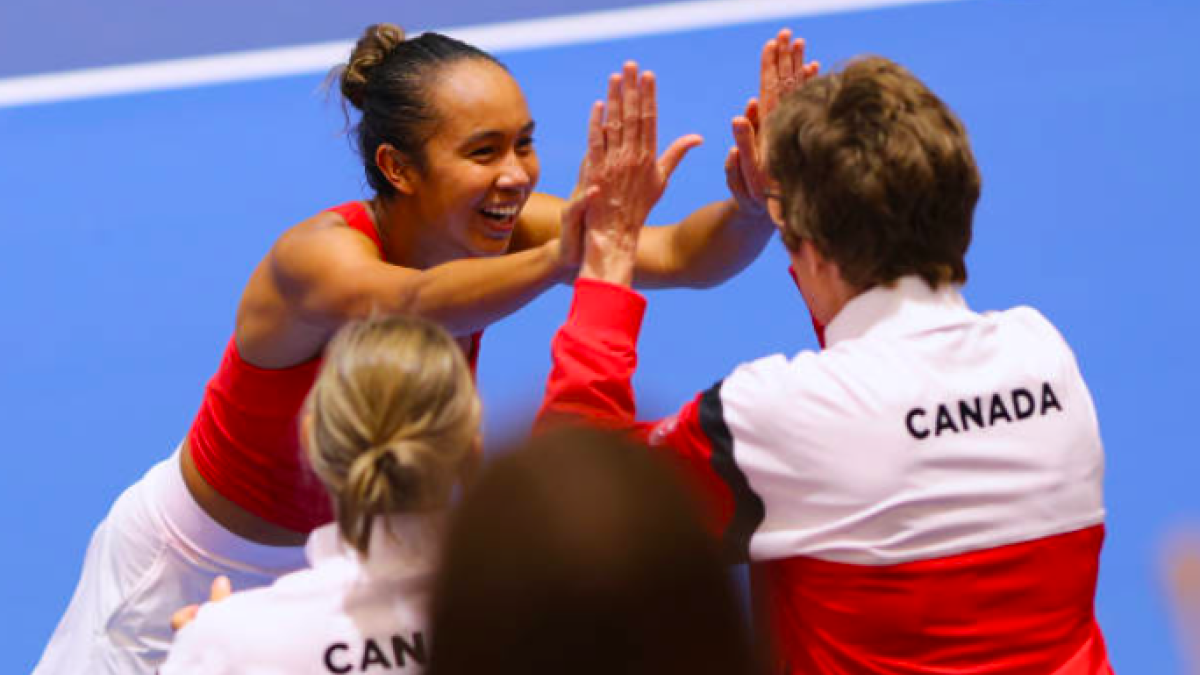 Leylah Fernández celebra su última victoria. Fuente: Getty