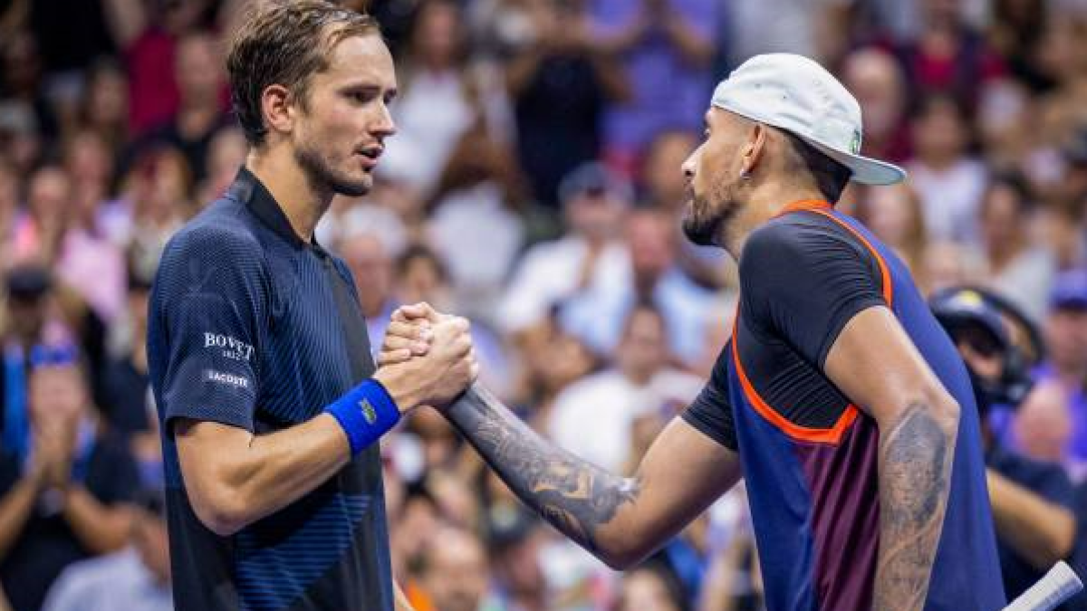 Daniil Medvedev y Nick Kyrgios en el US Open 2022. Foto: getty