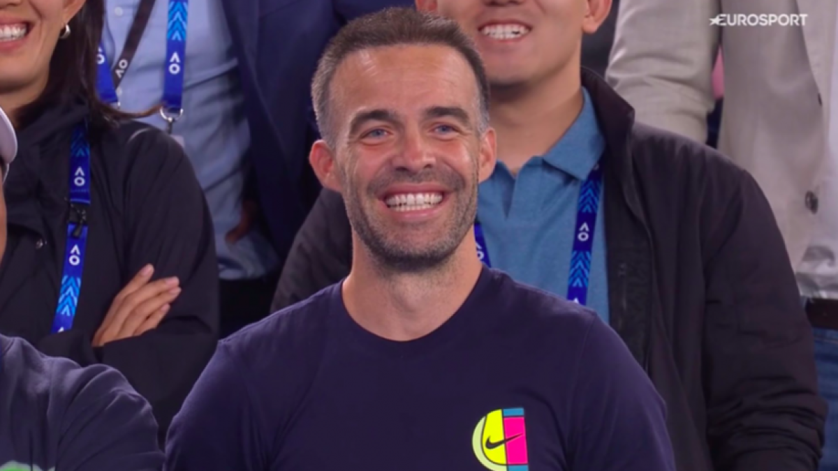 Pere Riba, técnico de Qinwen Zheng. Fuente: Eurosport