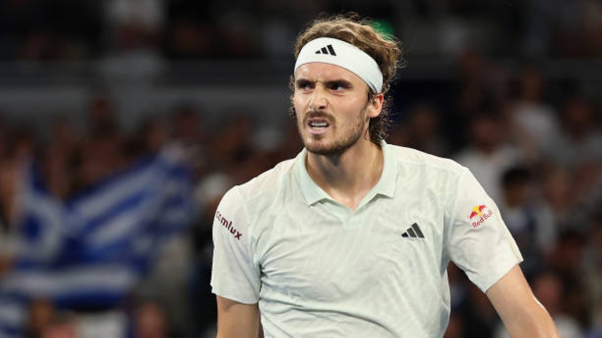 Stefanos Tsitsipas durante su partido ante Taylor Fritz. Foto: Getty