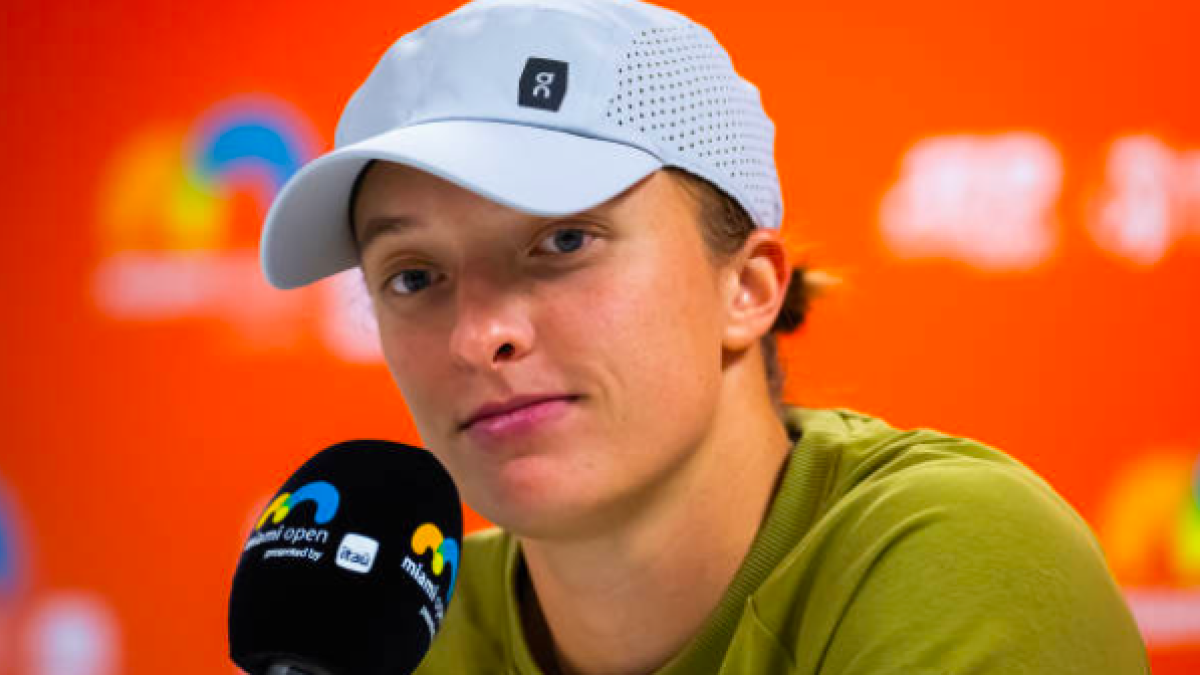 Iga Swiatek en rueda de prensa del Miami Open. Fuente. Getty