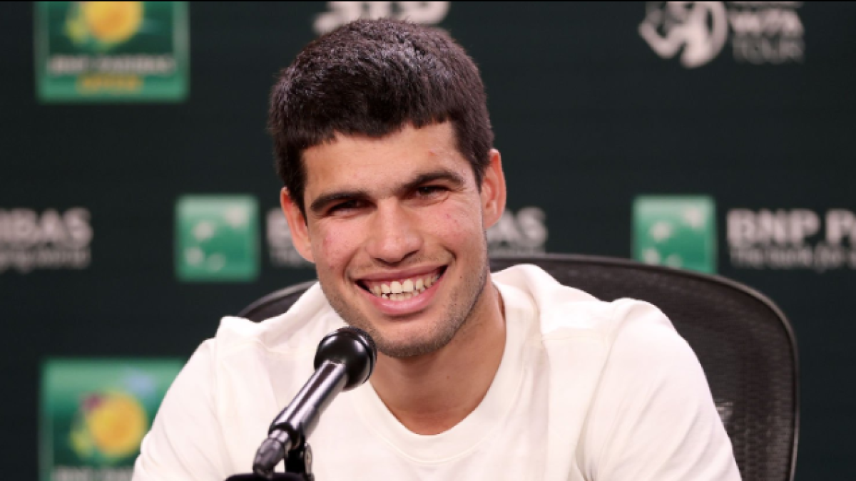 Carlos Alcaraz en rueda de prensa en Indian Wells 2024. Foto: Getty