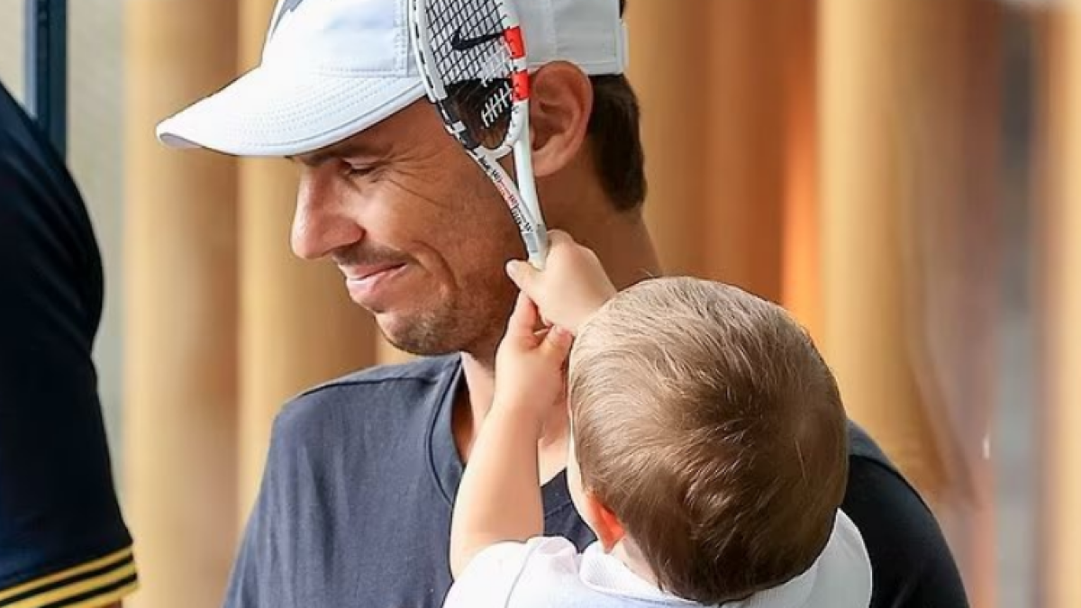 Rafa Nadal y su hijo en Brisbane. Foto: Media-mode