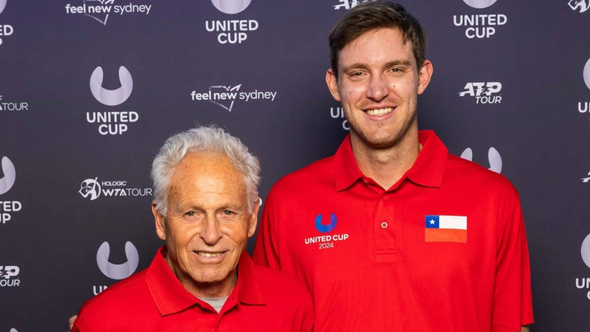 Nicolás Jarry y su abuelo, Jaime Fillol, en la United Cud 2024. Foto: getty