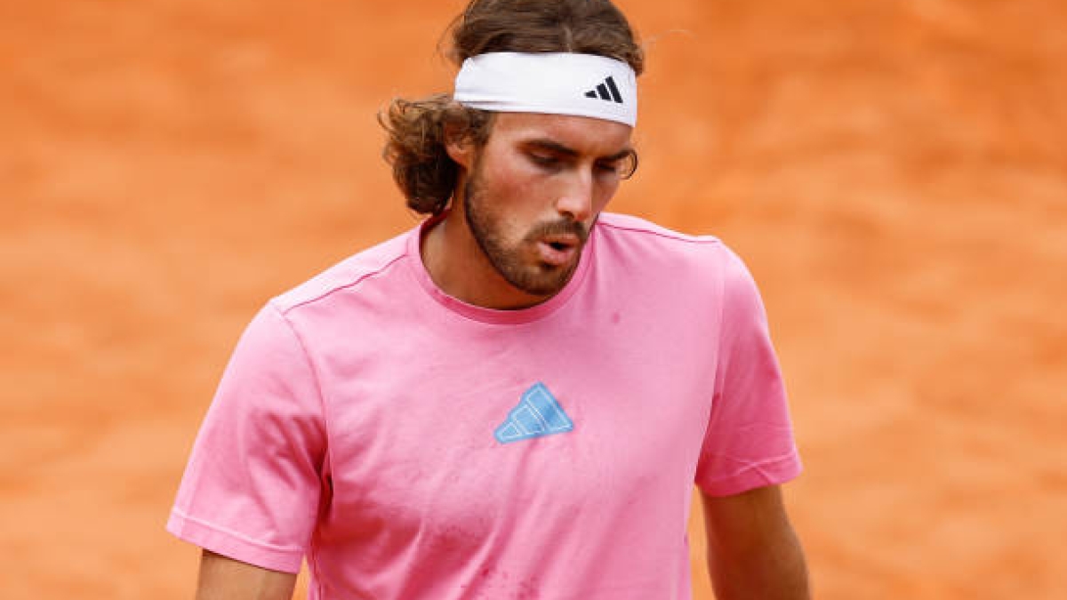 Stefanos Tsitsipas, eliminado en su debut en el Mutua Madrid Open 2024. Foto: Getty