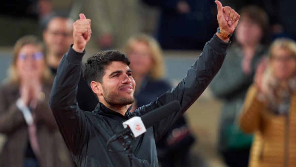 Carlos Alcaraz, tras ganar a Korda en Roland Garros 2024. Foto: gettyimages