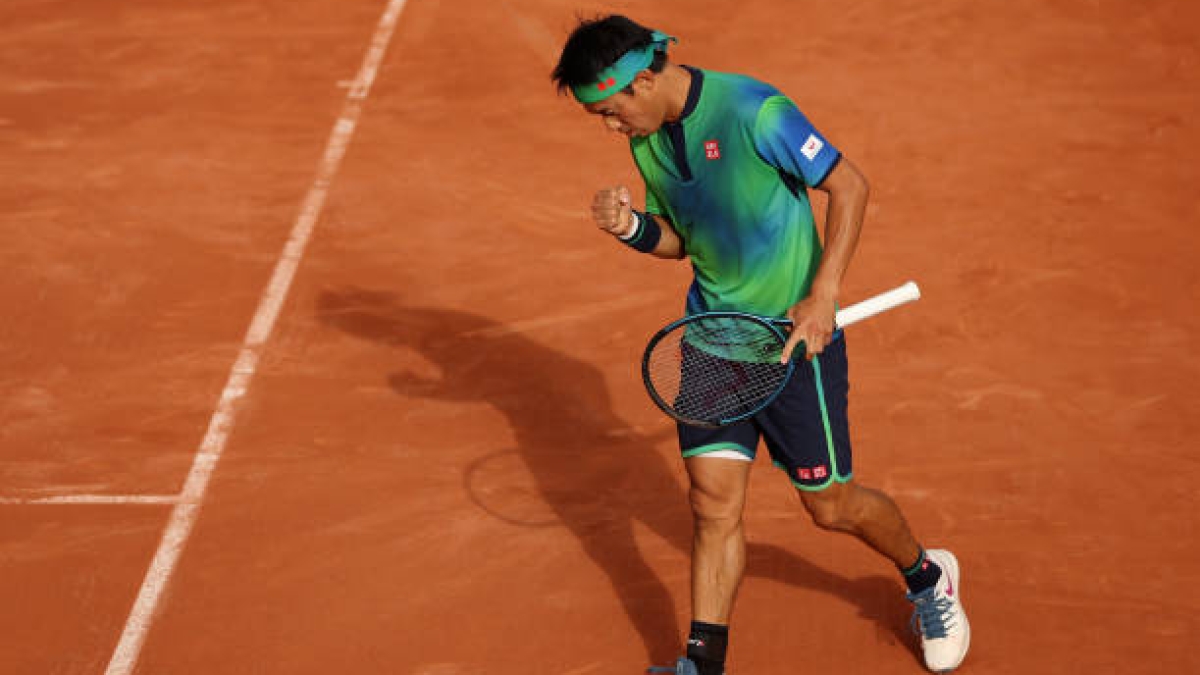 Kei Nishikori en Roland Garros 2024. Foto: Getty