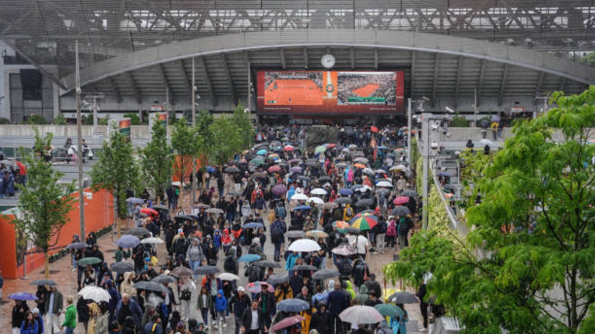Lluvia en Roland Garros 2024. Foto: gettyimages
