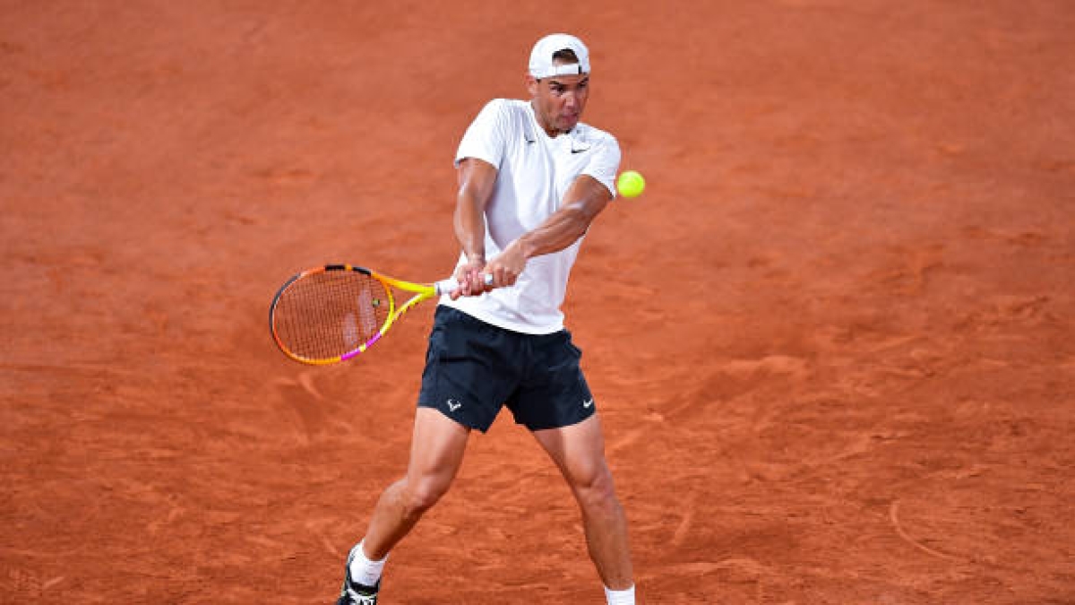 Rafael Nadal, entrenamiento en Roland Garros 2024. Foto: gettyimages