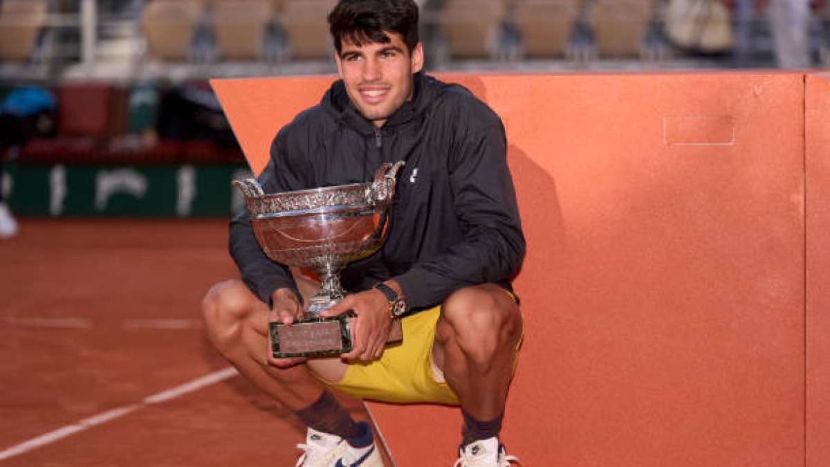 Carlos Alcaraz en Roland Garros 2024. Foto: Getty