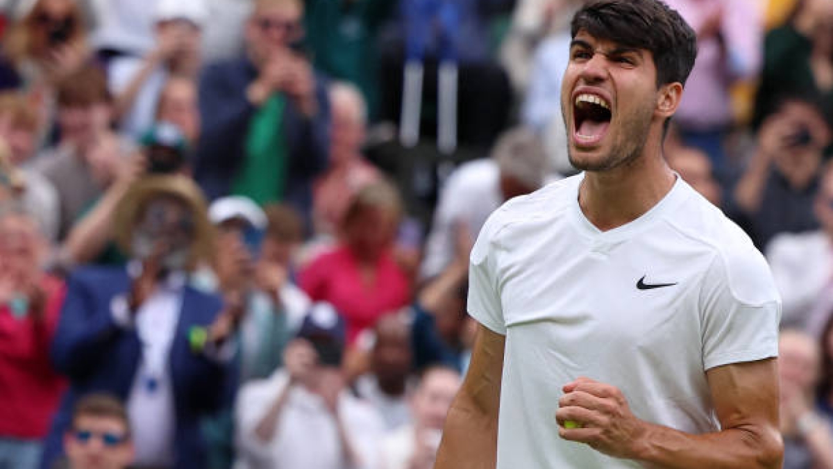Carlos Alcaraz en Wimbledon 2024. Foto: Getty
