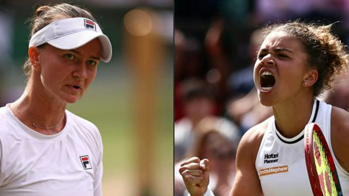 Barbora Krejcikova y Jasmine Paolini en Wimbledon 2024. Foto: getty