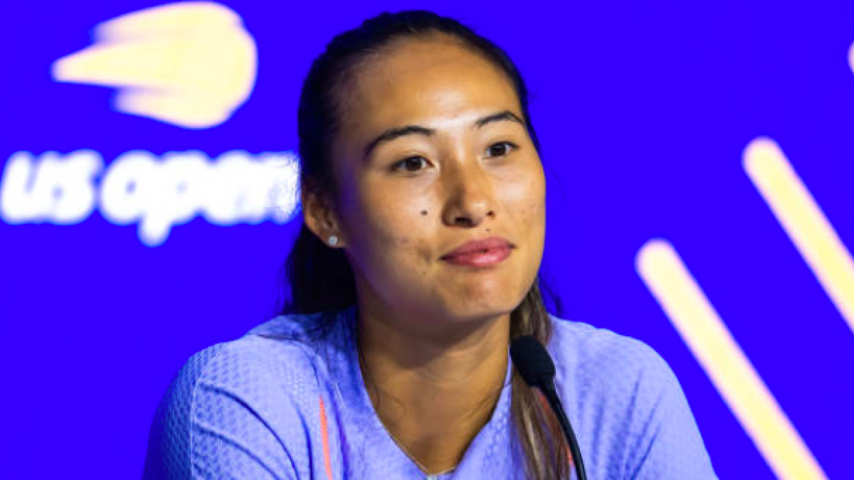 Qinwen Zheng spoke to the press after her debut at the US Open. Source: Getty