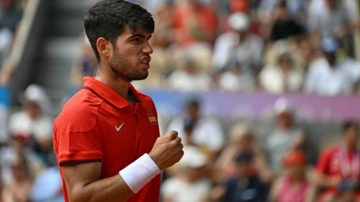 Carlos Alcaraz, en su victoria hoy sobre Aliassime. Fuente: Getty