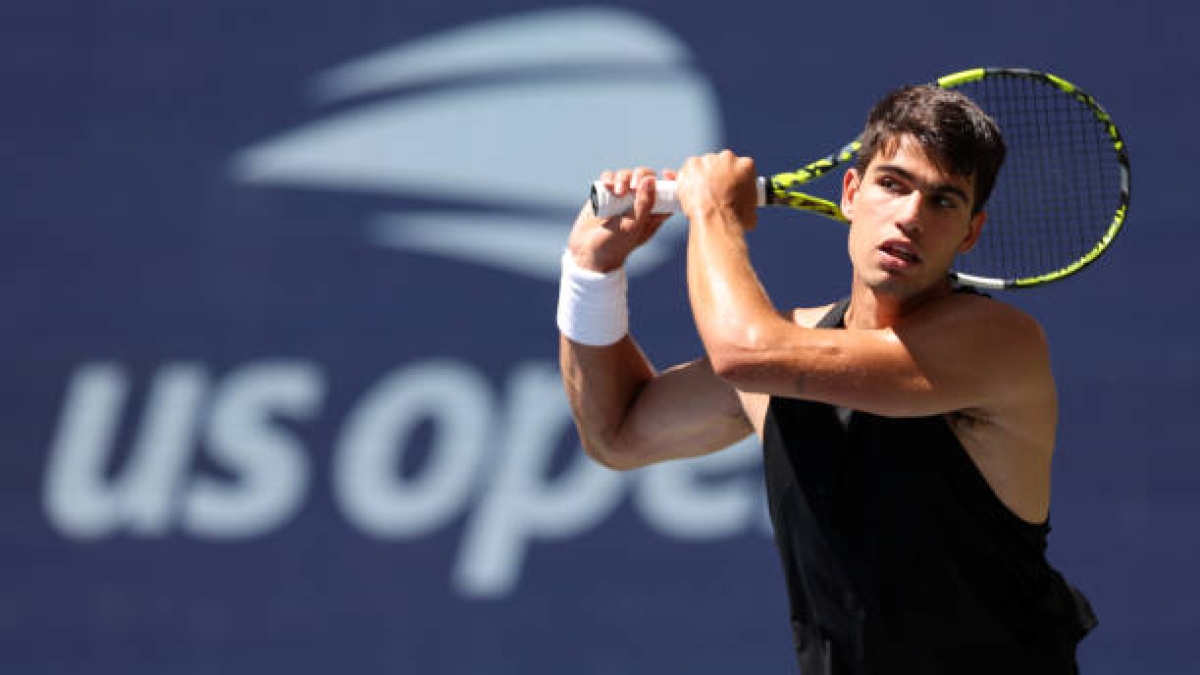 Carlos Alcaraz at the US Open 2024 Media Day. Photo: Getty
