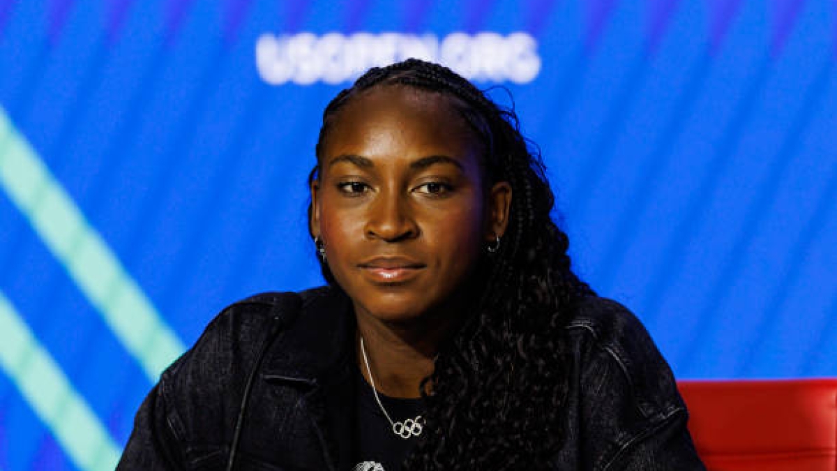 Coco Gauff at the US Open 2024 Media Day. Photo: Getty.