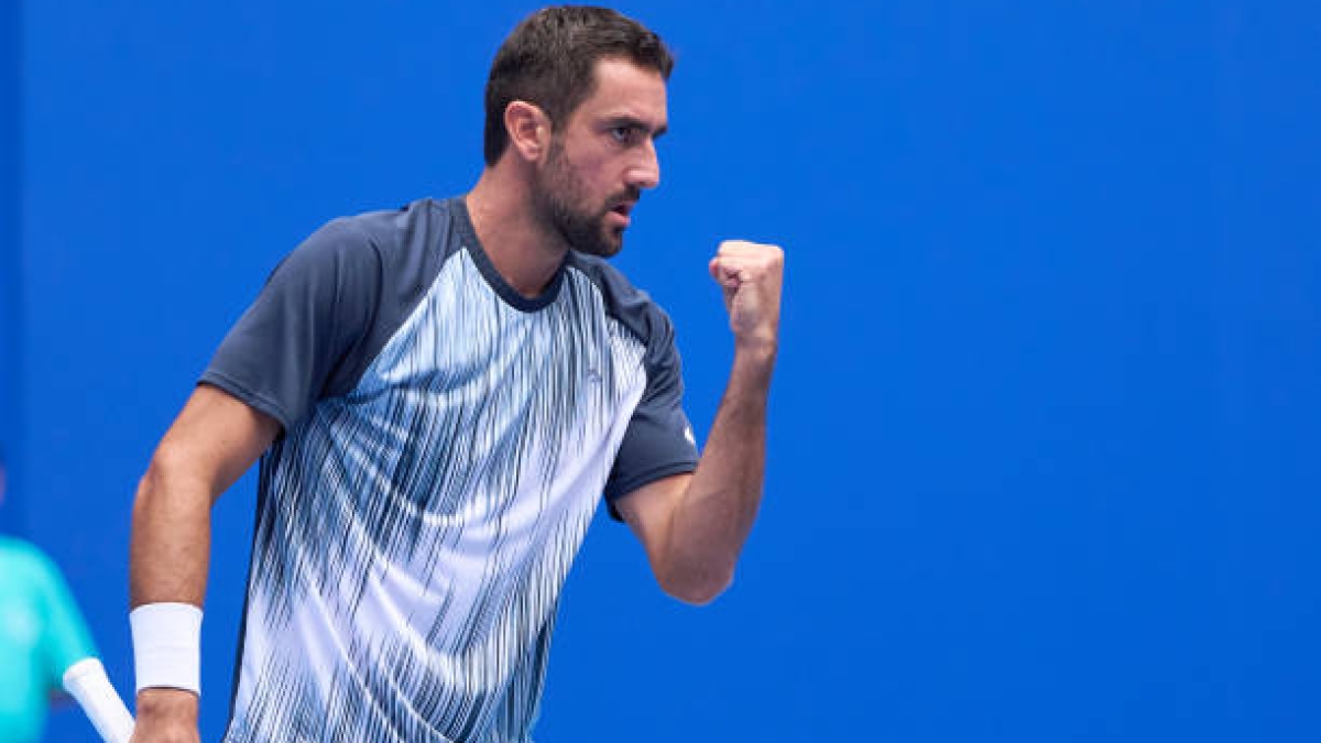 Marin Cilic celebra en Hangzhou. 