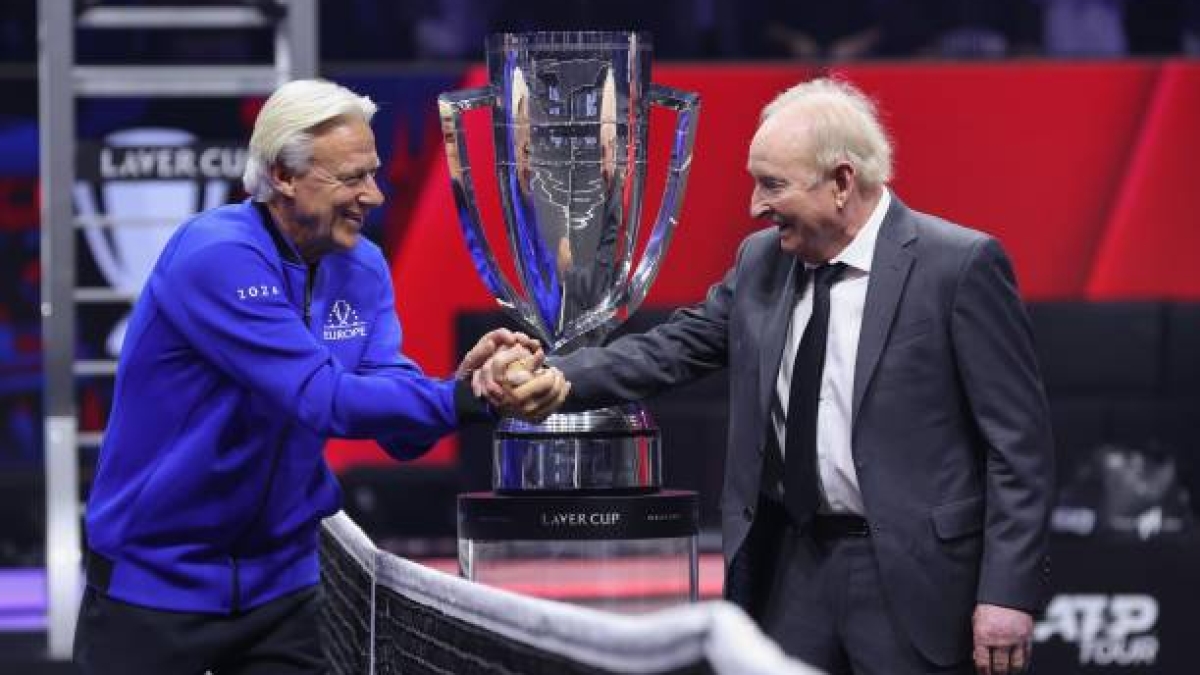 Borg y Laver, dando el pistoletazo de salida a la Laver Cup 2024. Fuente: Getty