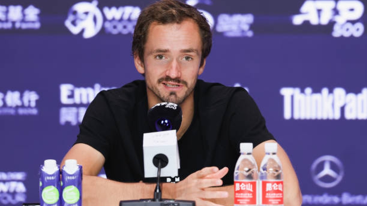 Daniil Medvedev in a press conference. Source: Getty