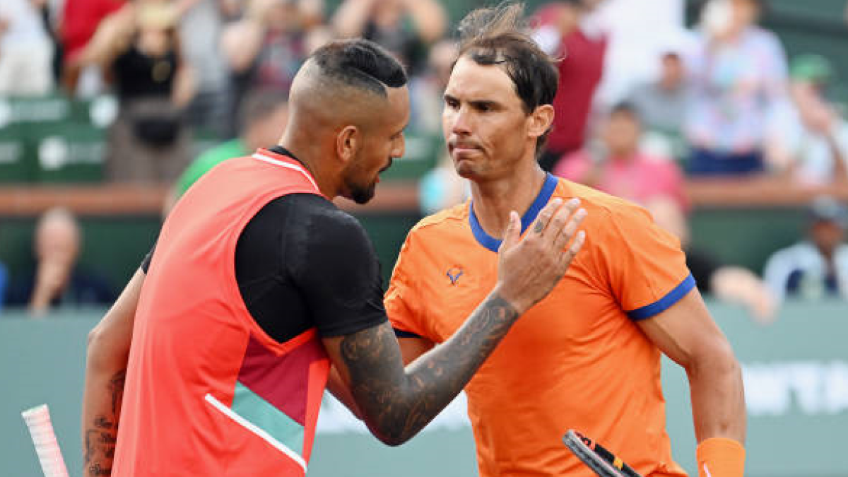Nick Kyrgios y Rafa Nadal en Indian Wells 2022. Foto: getty