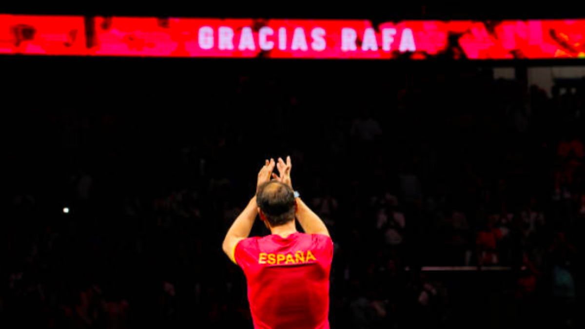Rafa Nadal says goodbye to tennis at the Davis Cup in Malaga. Source: Getty