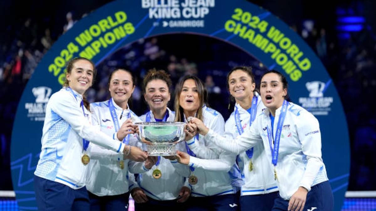 The Italian team speaks after winning the Billie Jean King Cup 2024. Photo: Getty