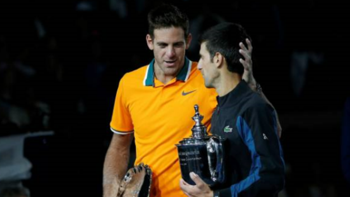 Juan Martín del Potro y Novak Djokovic en el US Open 2018. Foto: getty