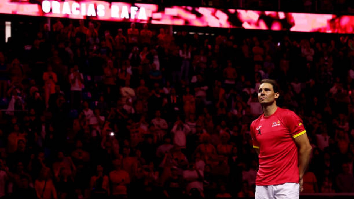 Rafael Nadal, in his farewell. Source: Getty