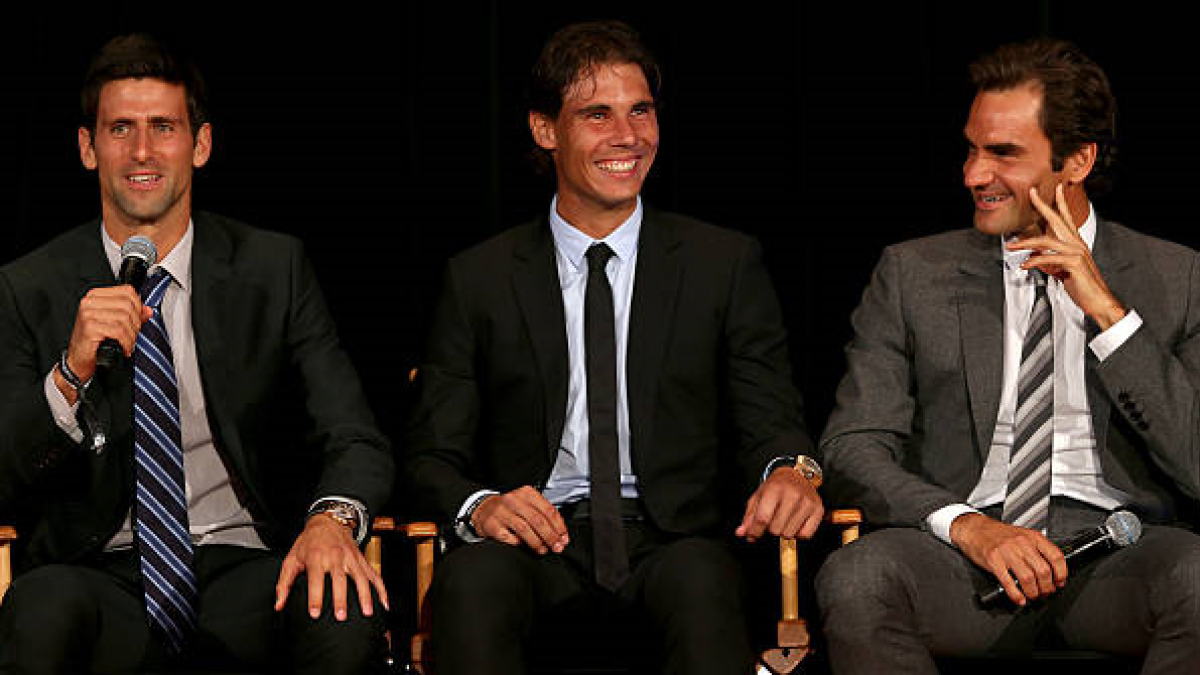 Novak Djokovic, Rafa Nadal y Roger Federer 2013. Foto: getty