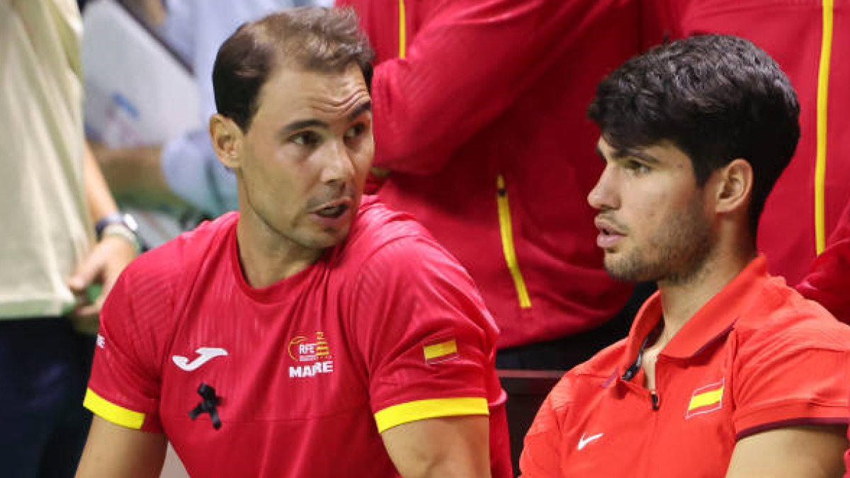Rafa Nadal and Carlos Alcaraz in the 2024 Davis Cup. Photo: getty.