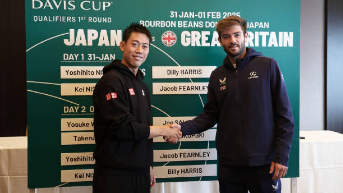 Nishikori pierde con Fearnley en Copa Davis 2025. Foto: gettyimages