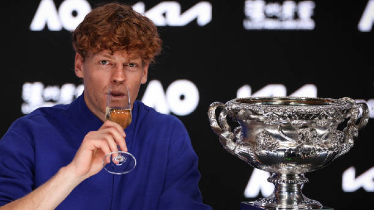 Jannik Sinner celebrates his victory at the Australian Open 2025. Source: Getty